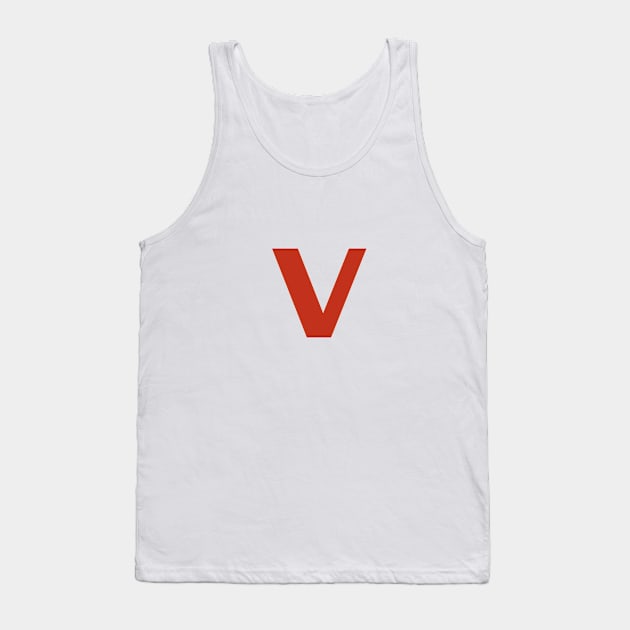 Letter v in Red Text Minimal Typography Tank Top by ellenhenryart